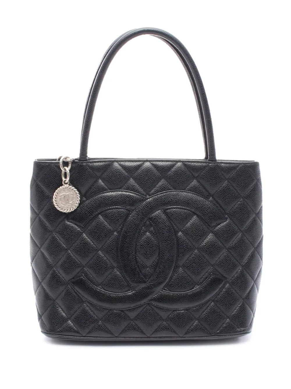 CHANEL Pre-Owned 2000-2002 キャビア メダリオン トートバッグ - ブラック CHANEL Pre-Owned 2000-2002 キャビア メダリオン トートバッグ - ブラック