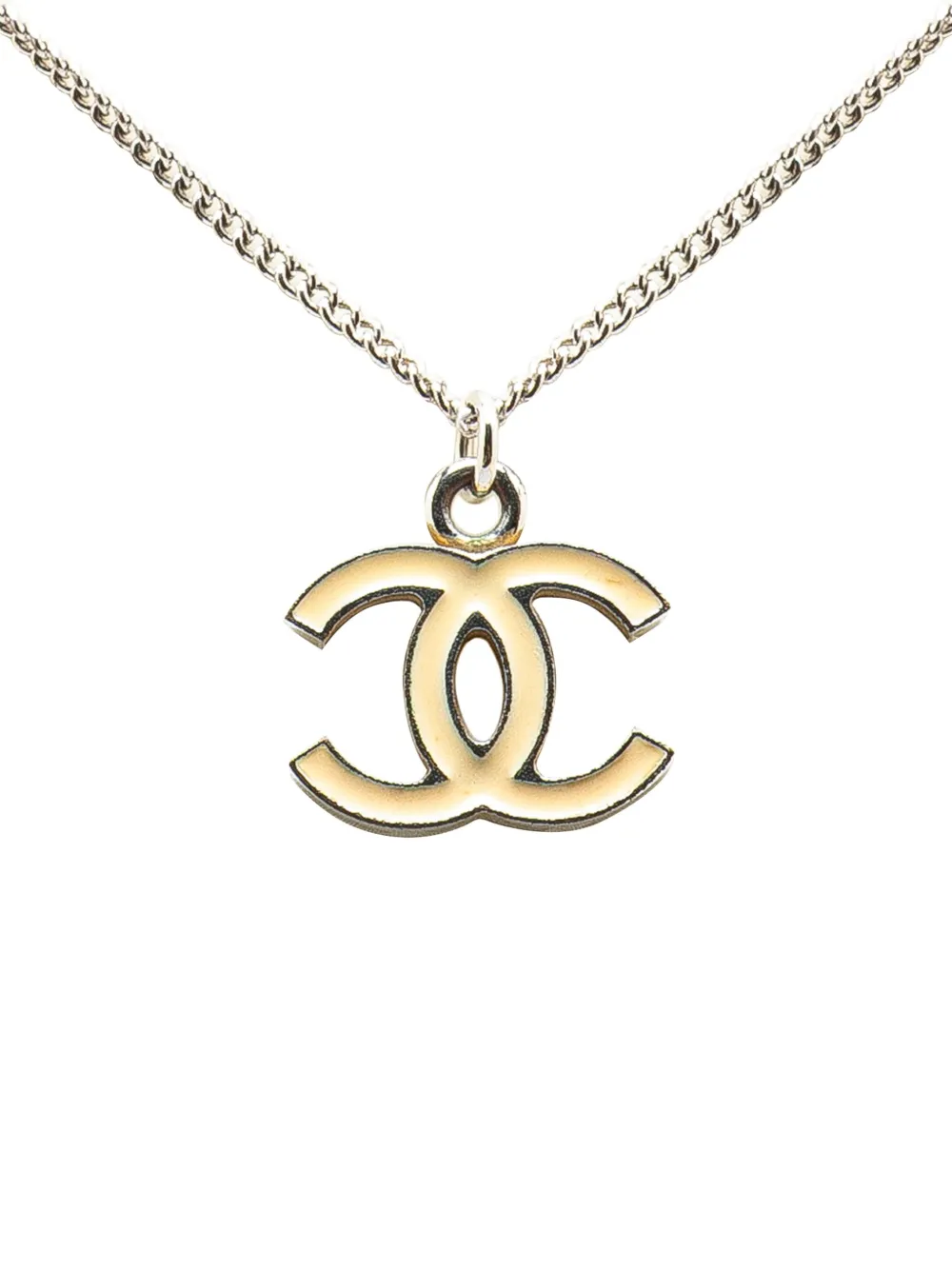 CHANEL Pre-Owned 2007 Silver CC Enamel Pendant Necklace costume necklace | Silver | Image 1
