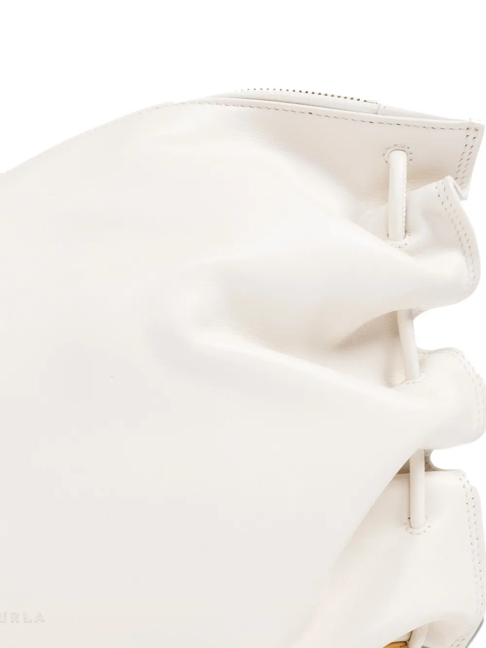 Furla Drawstring-detail Leather Clucth Bag In White