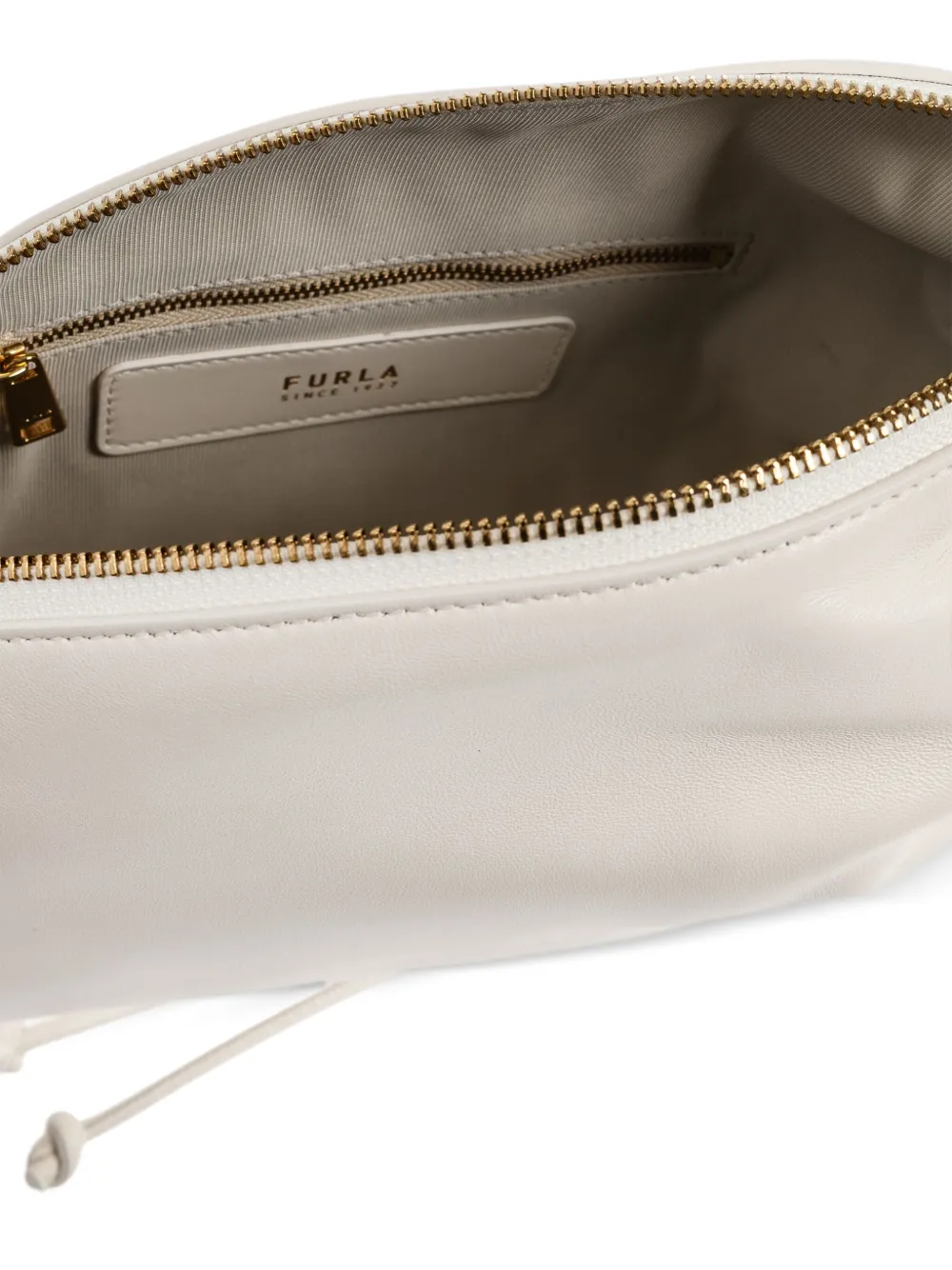 Furla Leren clutch met trekkoord Wit