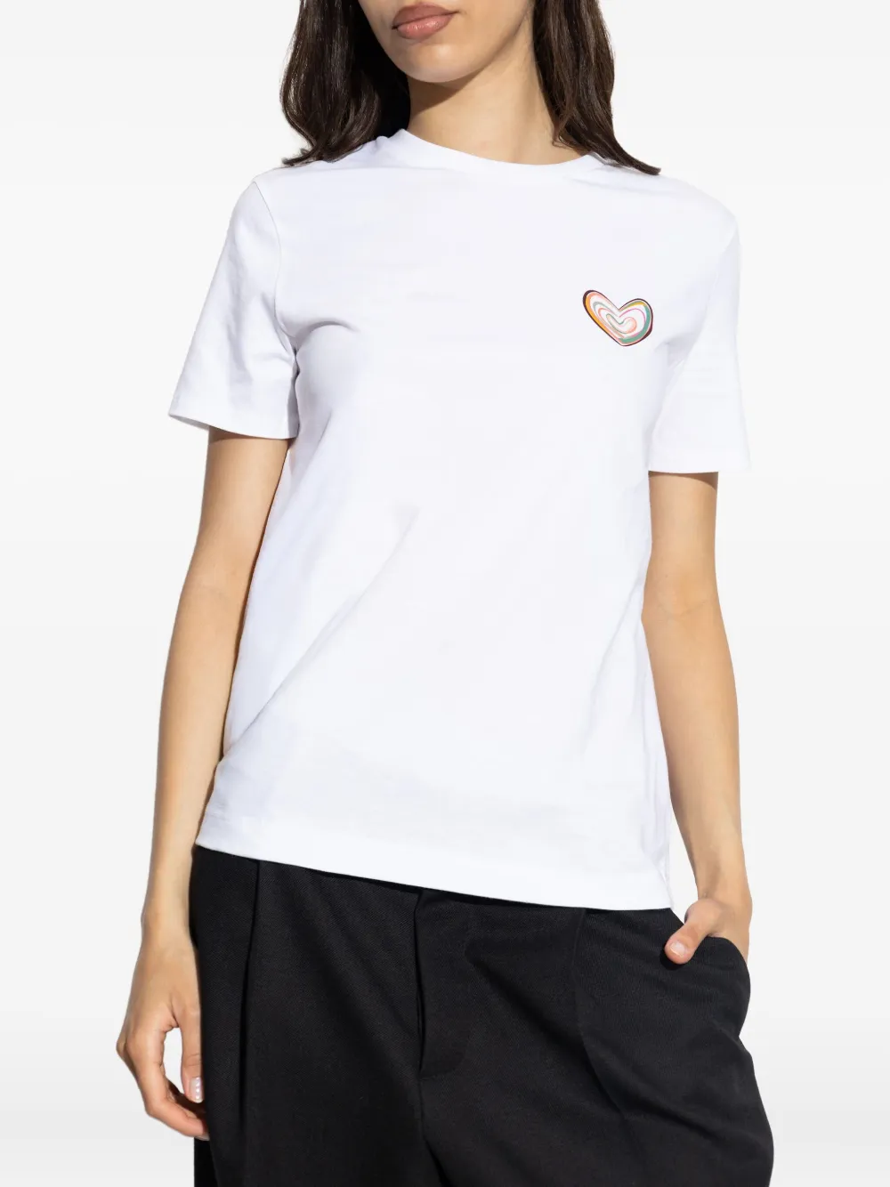 Ps By Paul Smith Heart-embroidered T-shirt In White