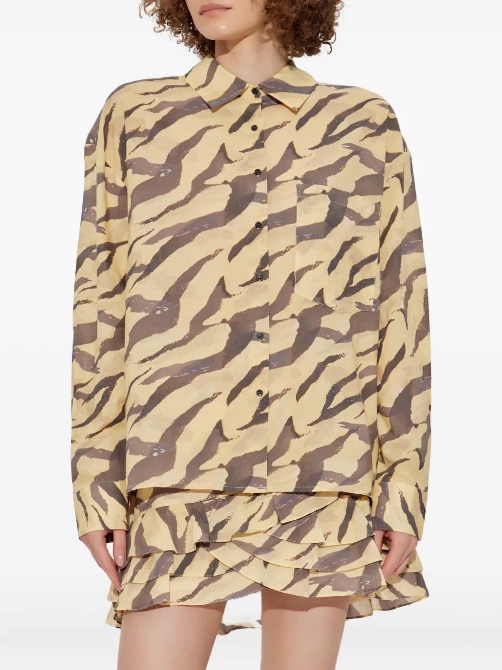IRO Deriana tiger-print shirt Geel