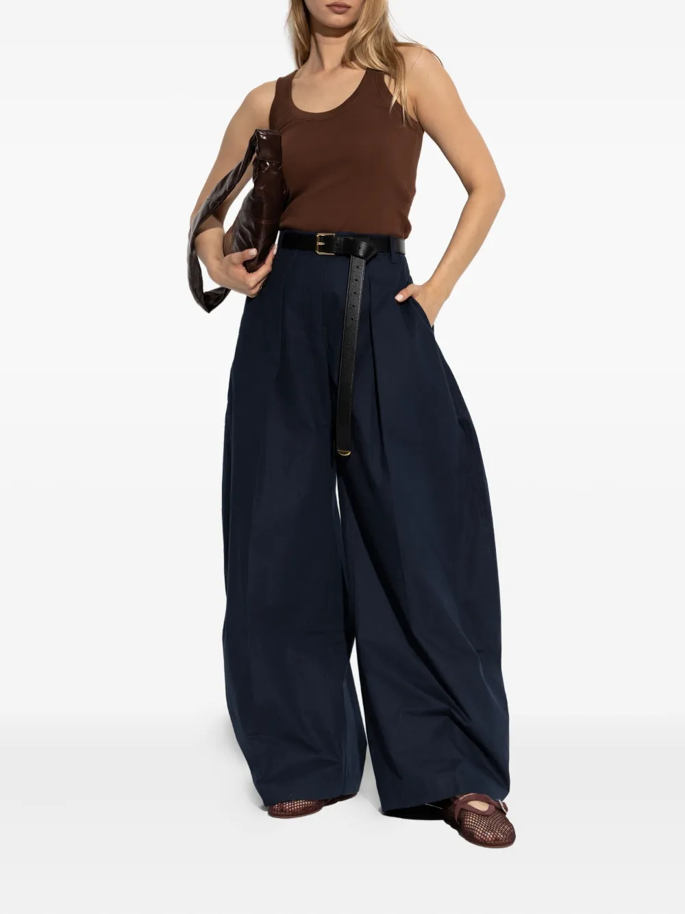 LEMAIRE scoop-neck cotton tank top Bruin