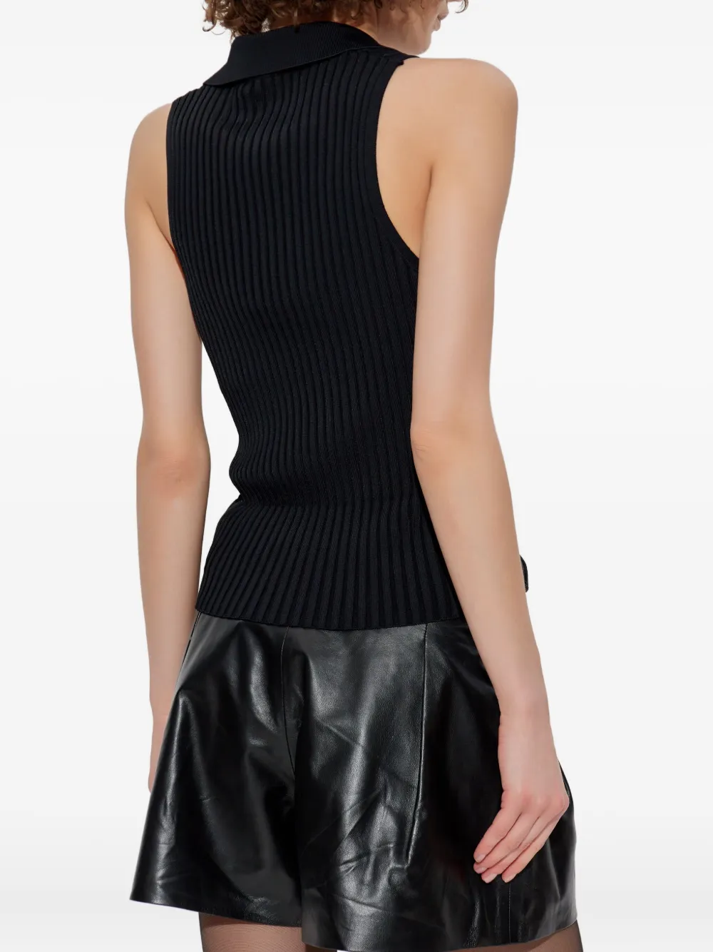 IRO ribbed polo top Zwart