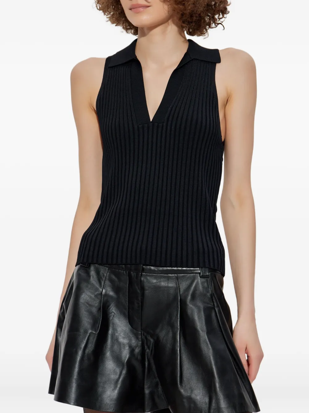 IRO ribbed polo top Zwart