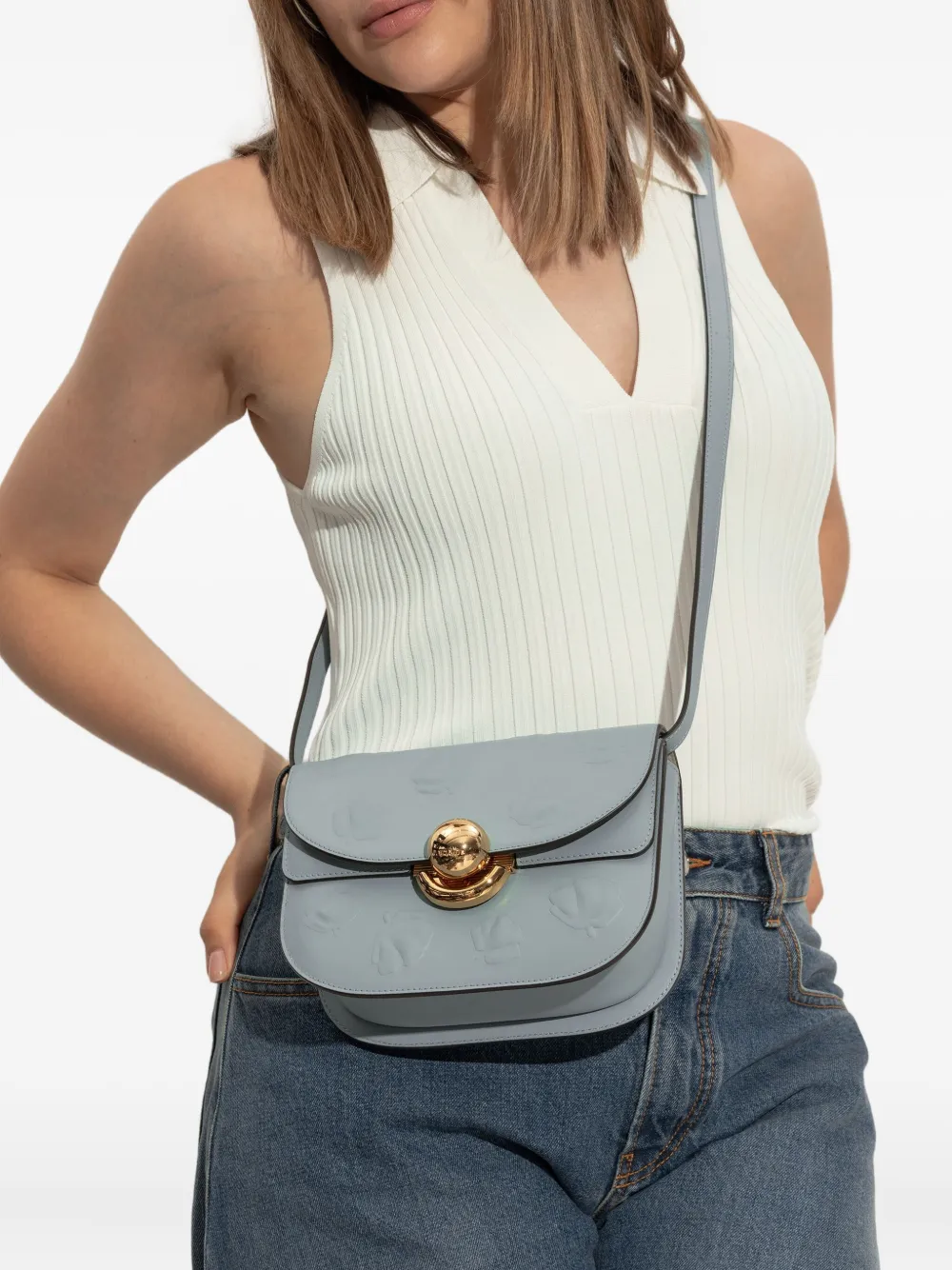 Furla Sfera leren schoudertas met reliëf - Blauw