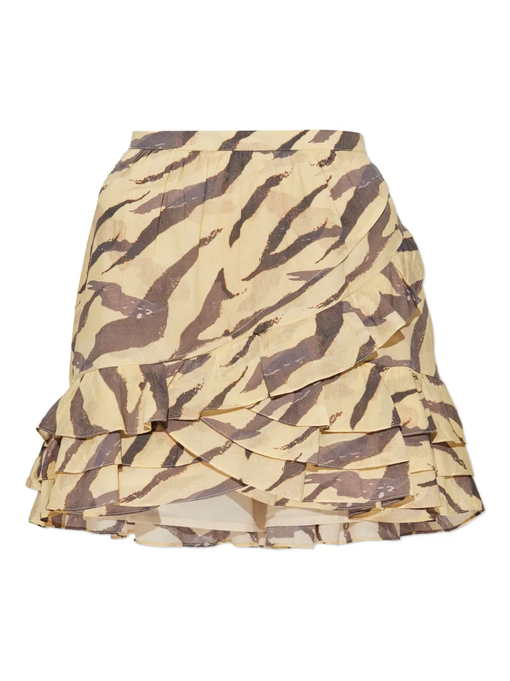 IRO Dauna tiger-print ruffled mini skirt Geel