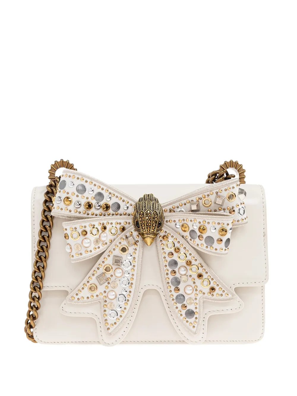 Kurt Geiger Bow Embellished Chain Shoulder Bag In Neutral