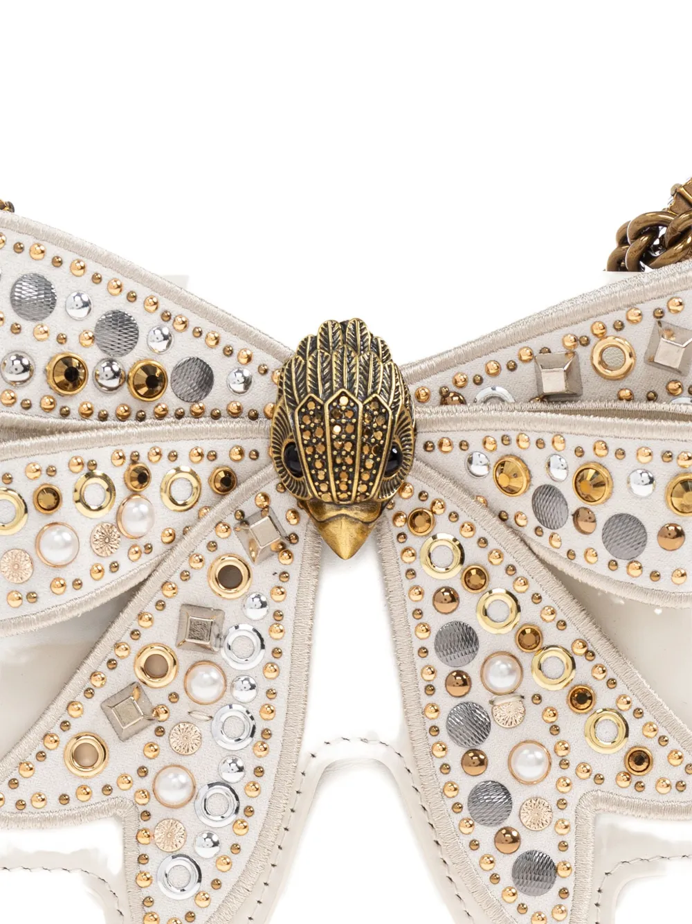 Kurt Geiger Bow Embellished Chain Shoulder Bag In Neutral