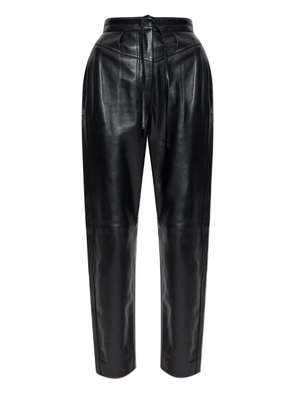 IRO drawstring leather trousers Zwart
