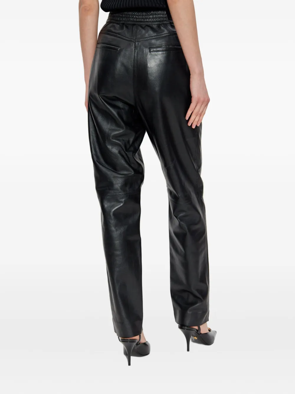 IRO drawstring leather trousers Zwart