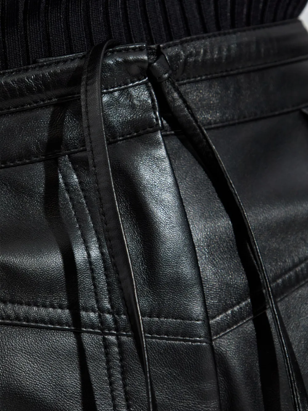 IRO drawstring leather trousers Zwart
