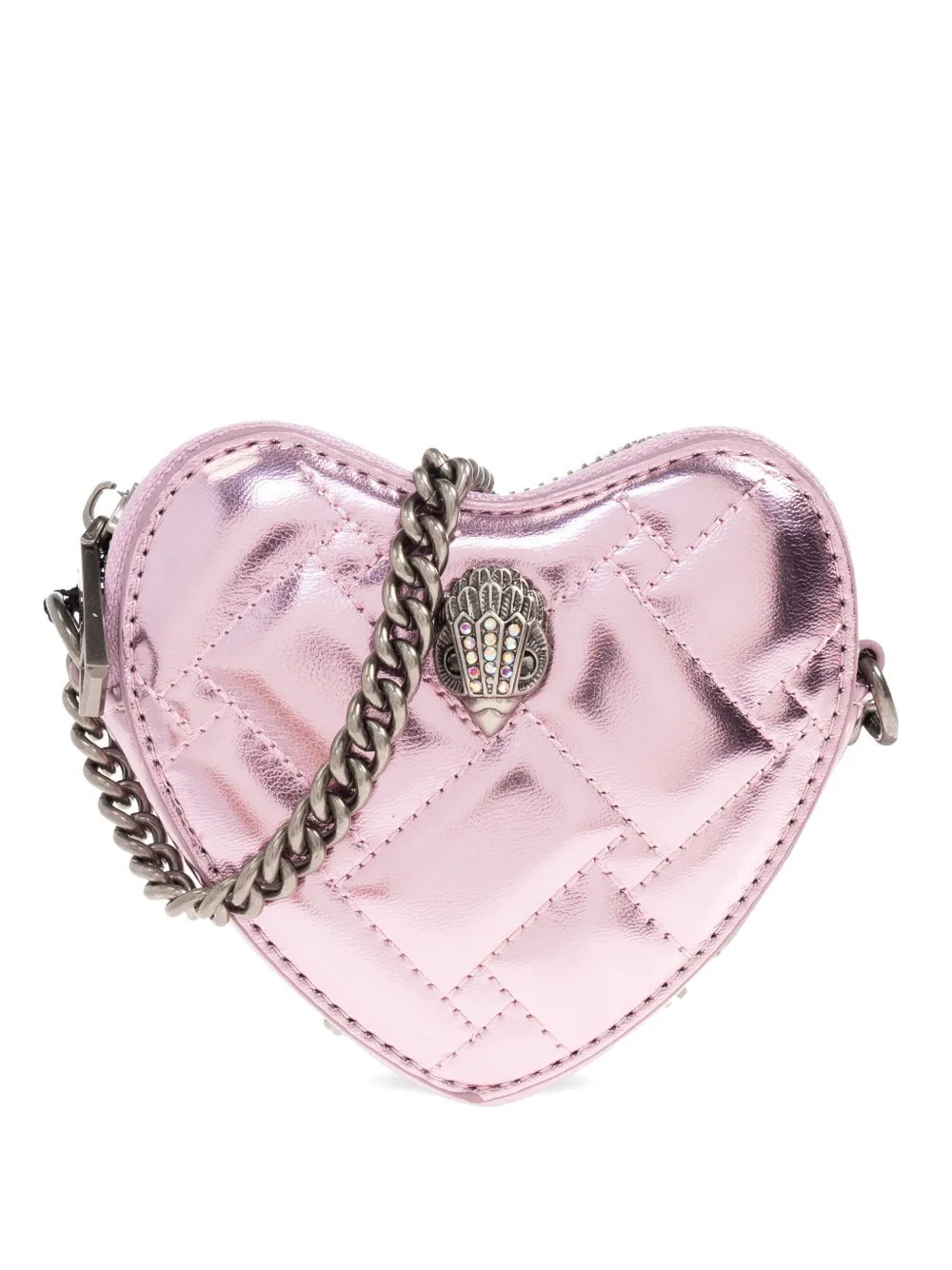Kurt Geiger London mini heart-shaped quilted crossbody bag | Pink | Image 1