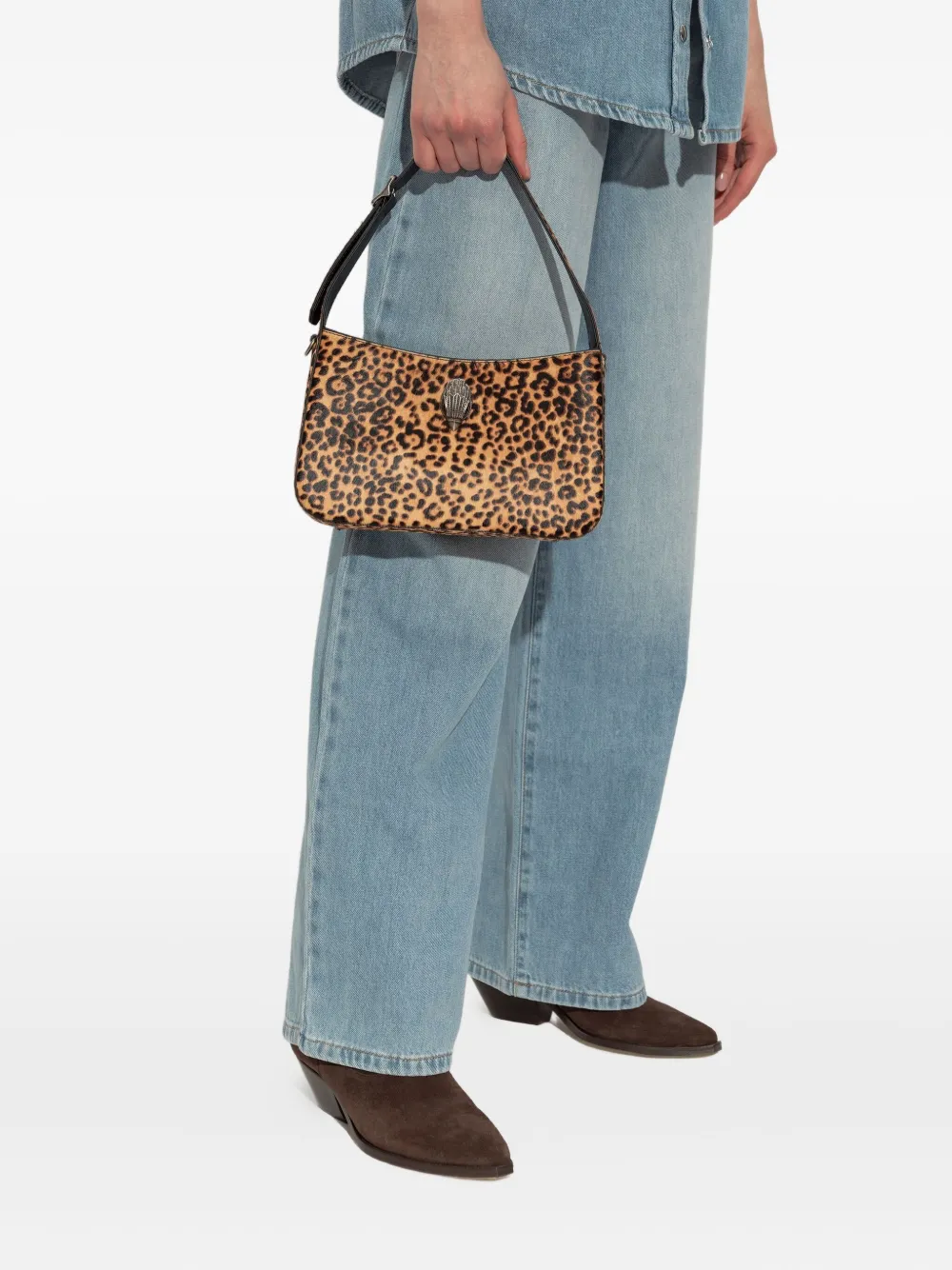 Kurt Geiger London Bond schoudertas met luipaardprint - Bruin