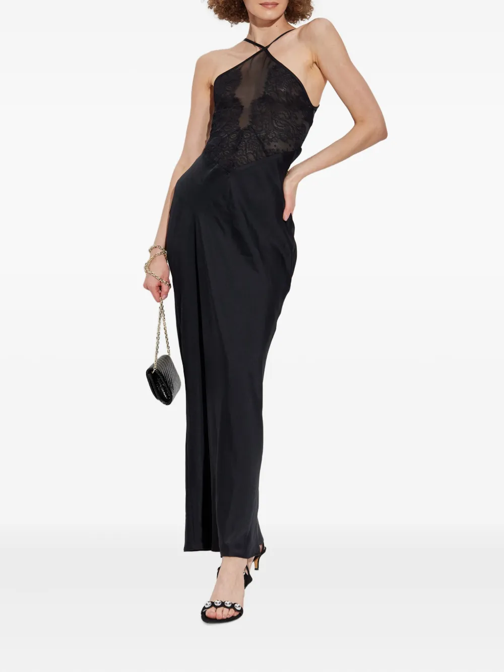 Iro Lace-insert Midi Slip Dress In Black