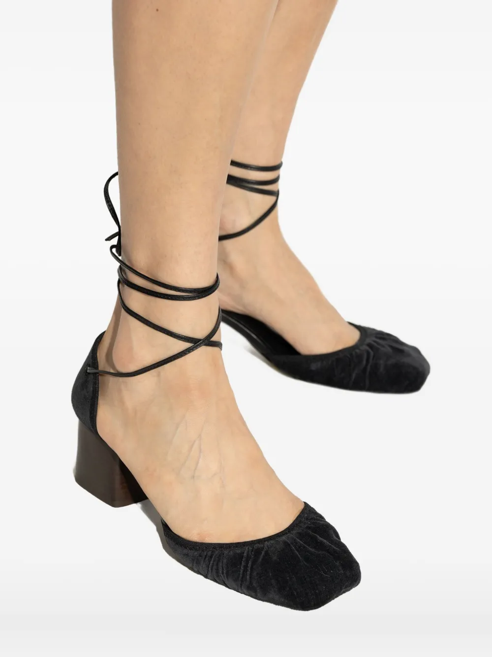 LEMAIRE 60mm lace-up gathered pumps Blue