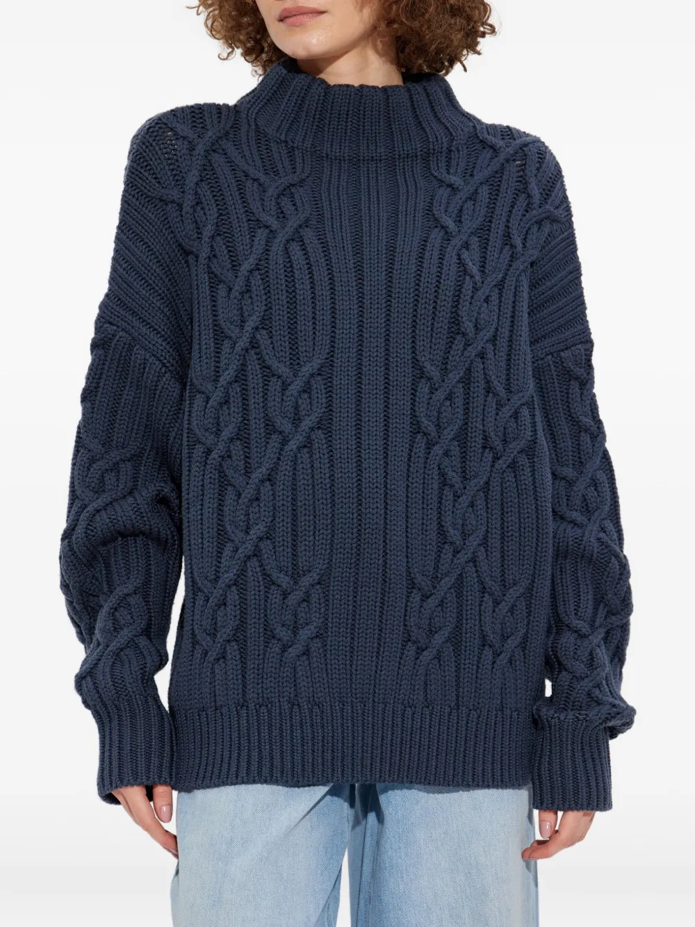 IRO Novani cable-knit high-neck sweater Blauw