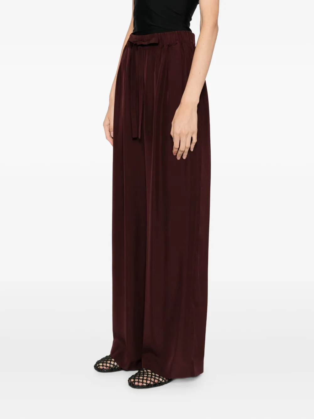 Loewe Pyjama Silk Trousers In Burgundy