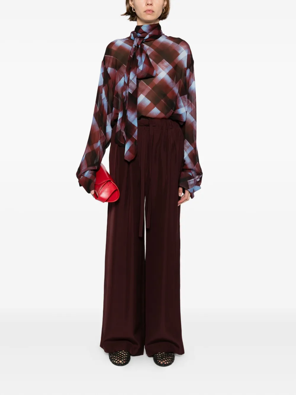 Loewe Pyjama Silk Trousers In Burgundy