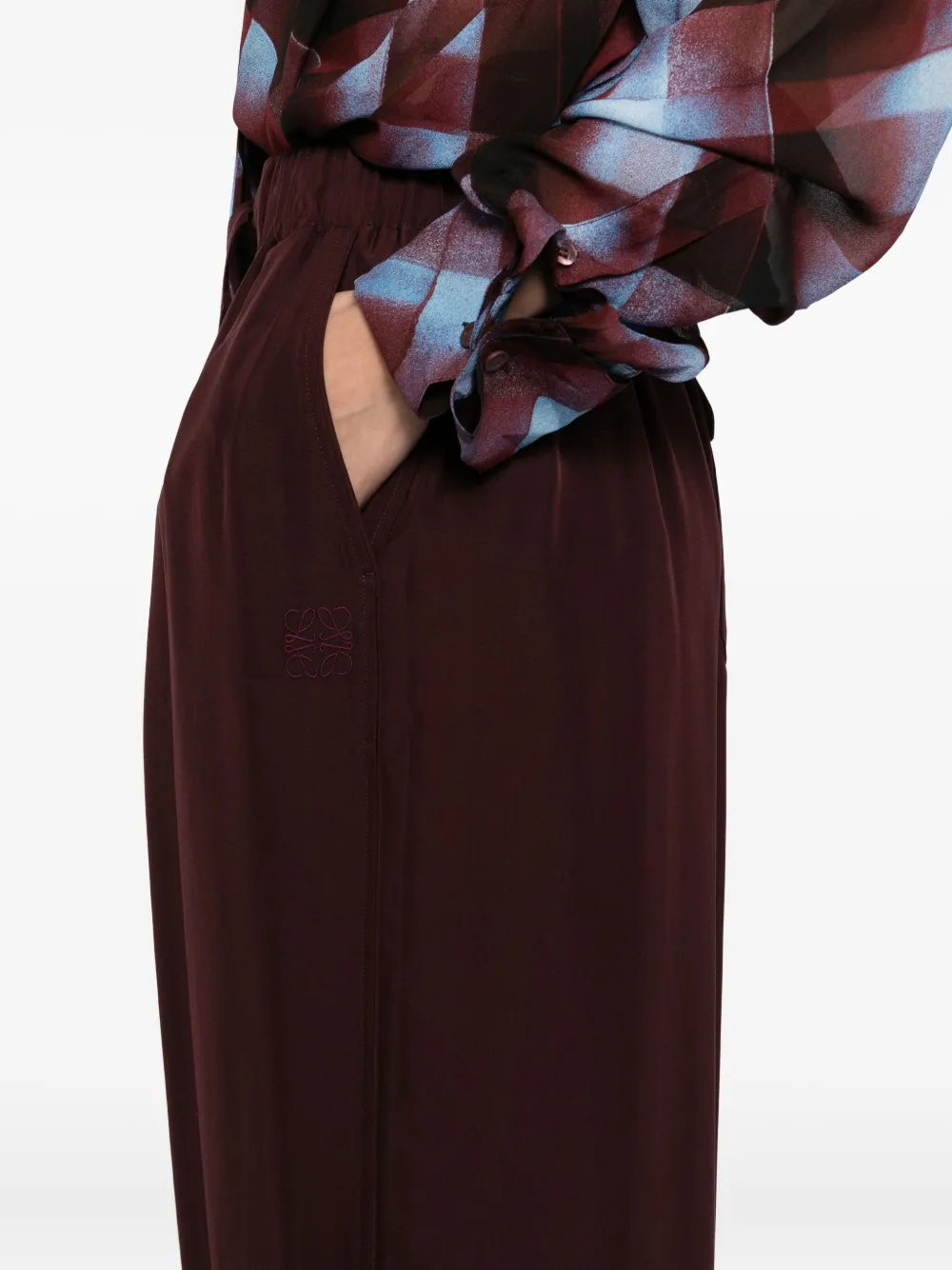 Loewe Pyjama Silk Trousers In Burgundy