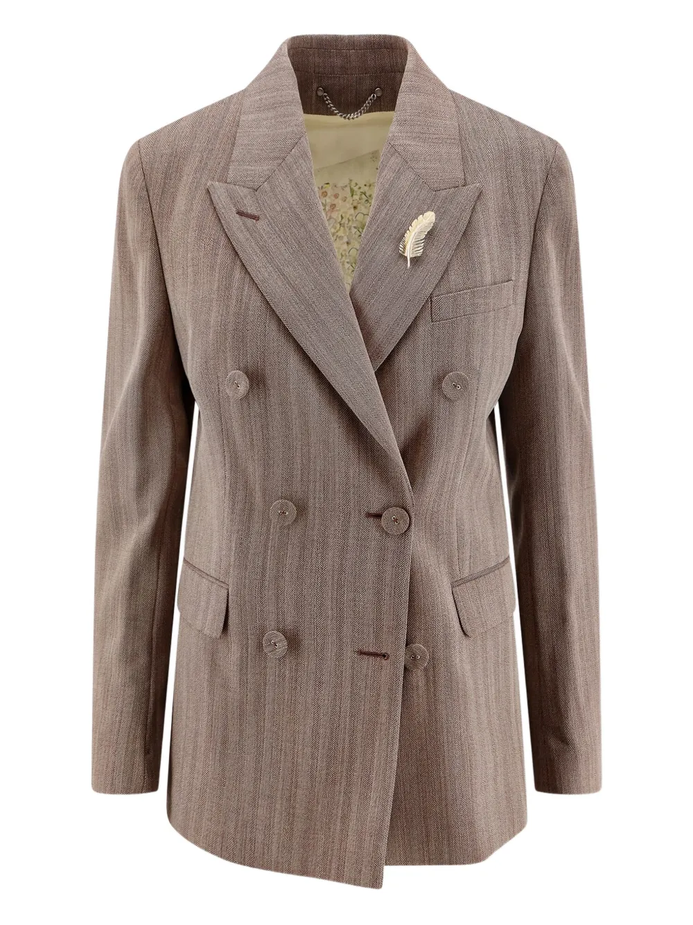 Golden Goose double-breasted feather-detail jacket Beige