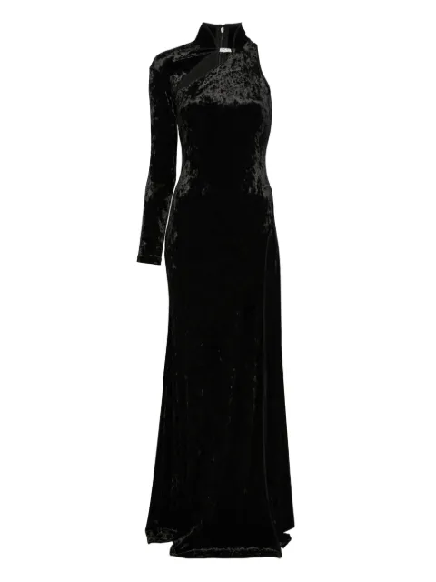 Versace Jeans Couture one-sleeve velvet maxi dress