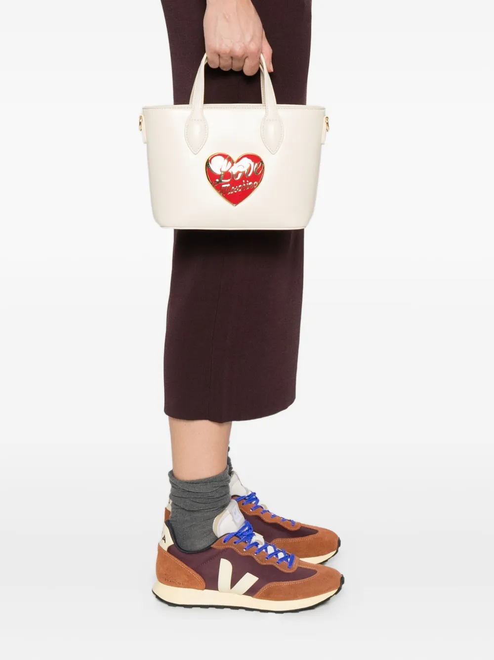 Love Moschino Shopper met hartplakkaat Beige