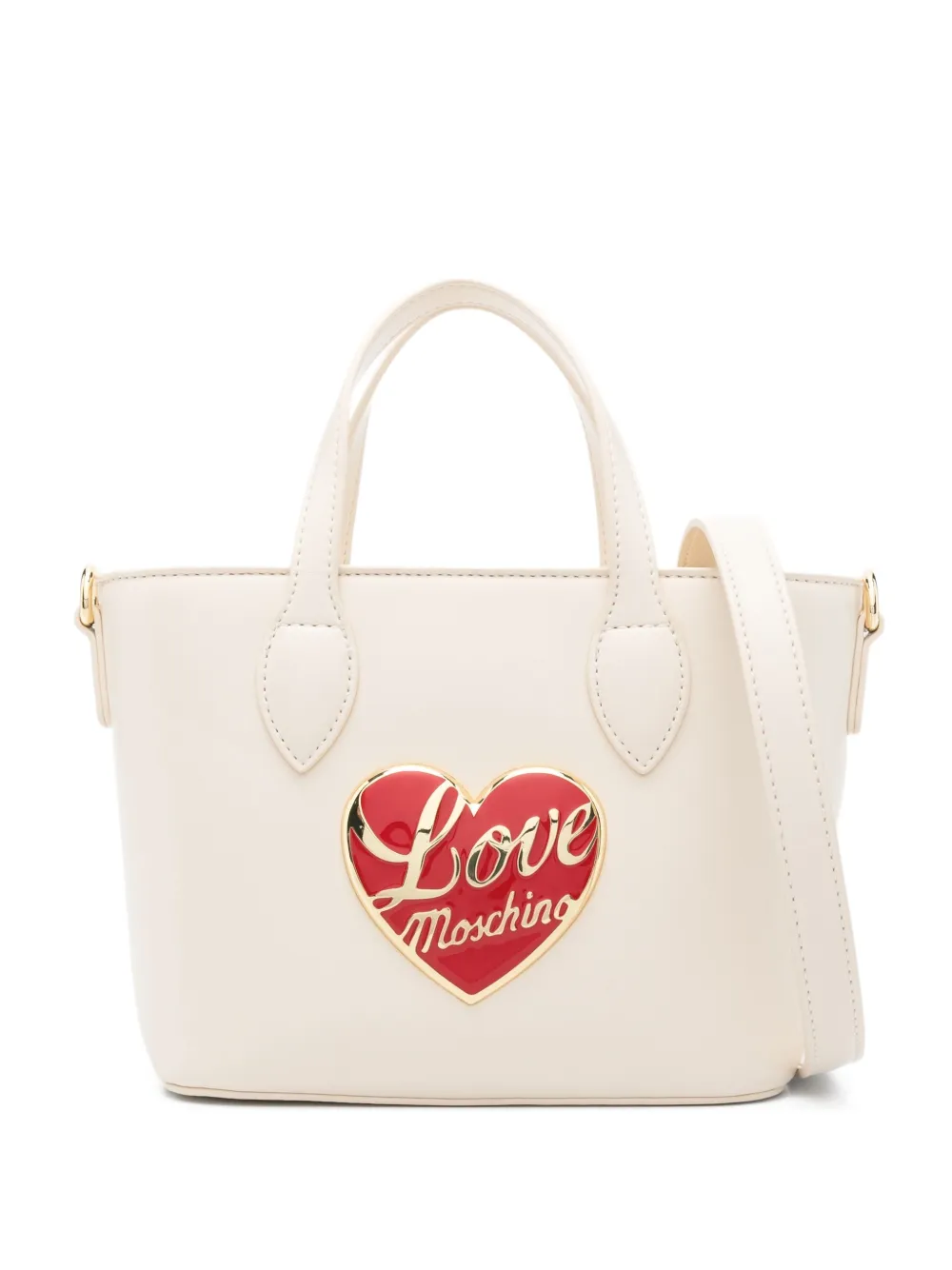 Love Moschino Shopper met hartplakkaat Beige
