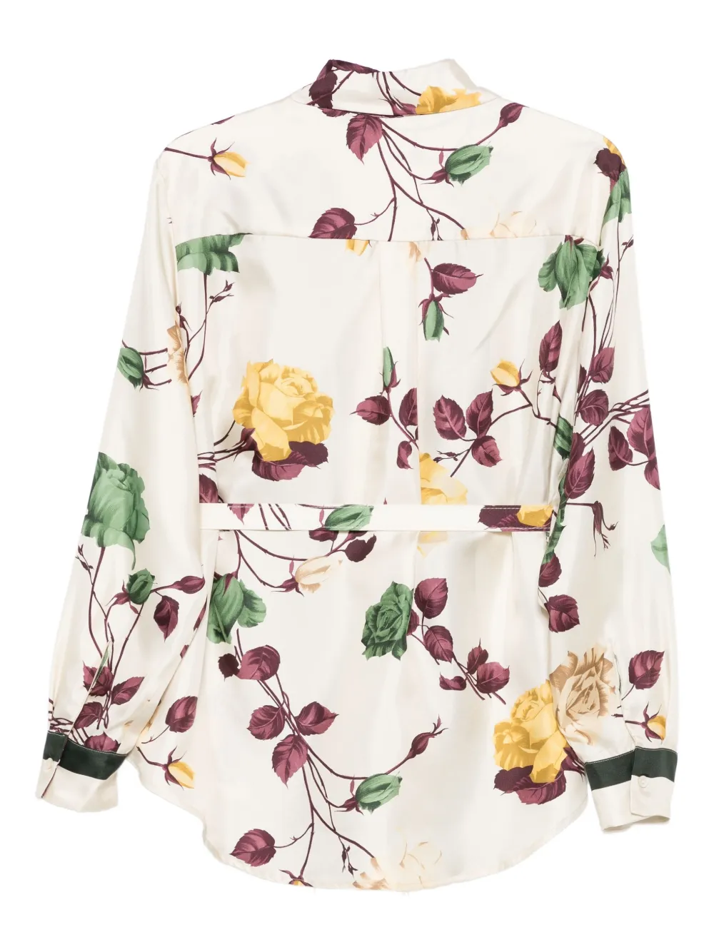 P.A.R.O.S.H. rose-print belted shirt Beige