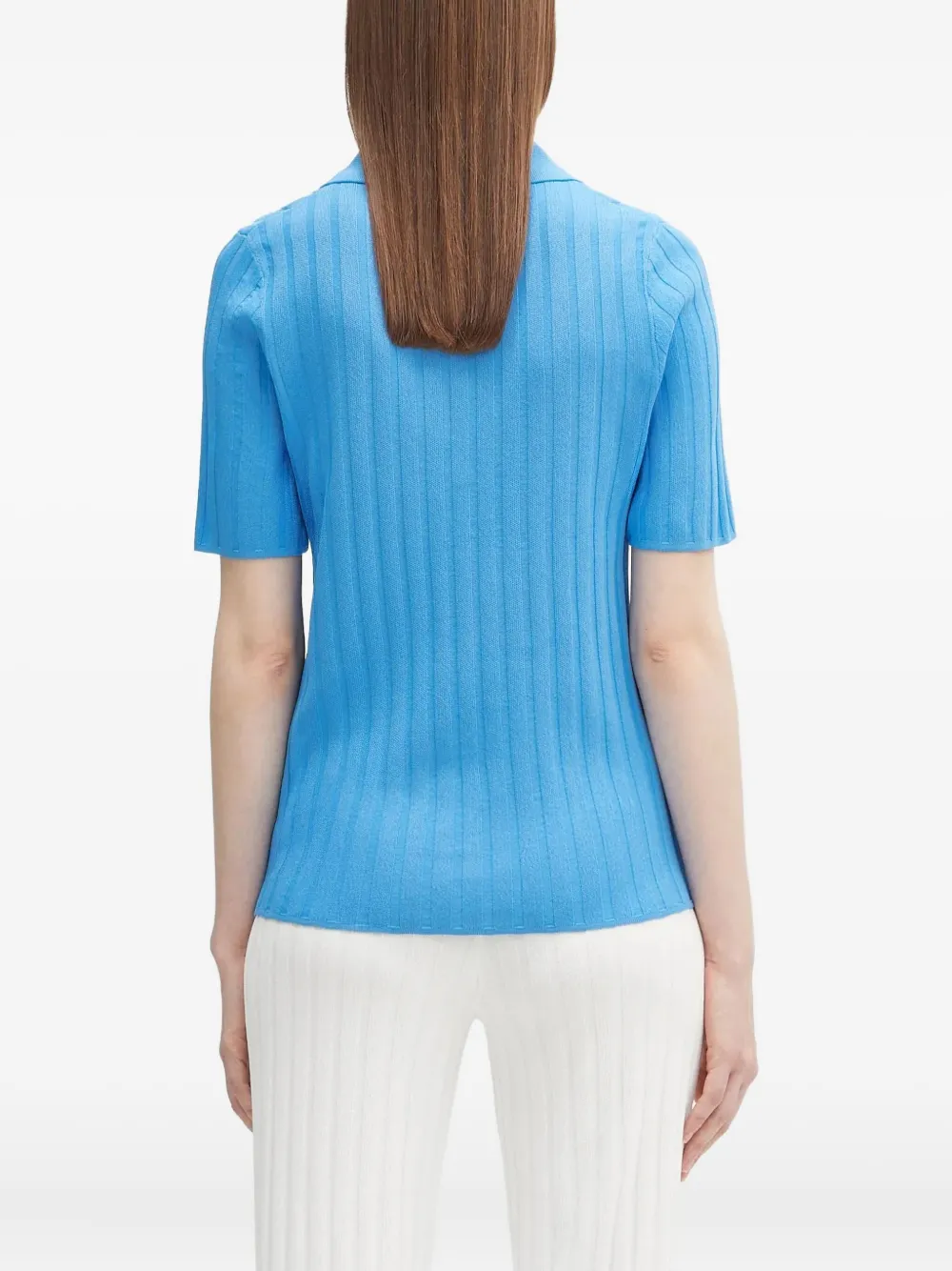 Sporty & Rich ribbed polo shirt Blauw