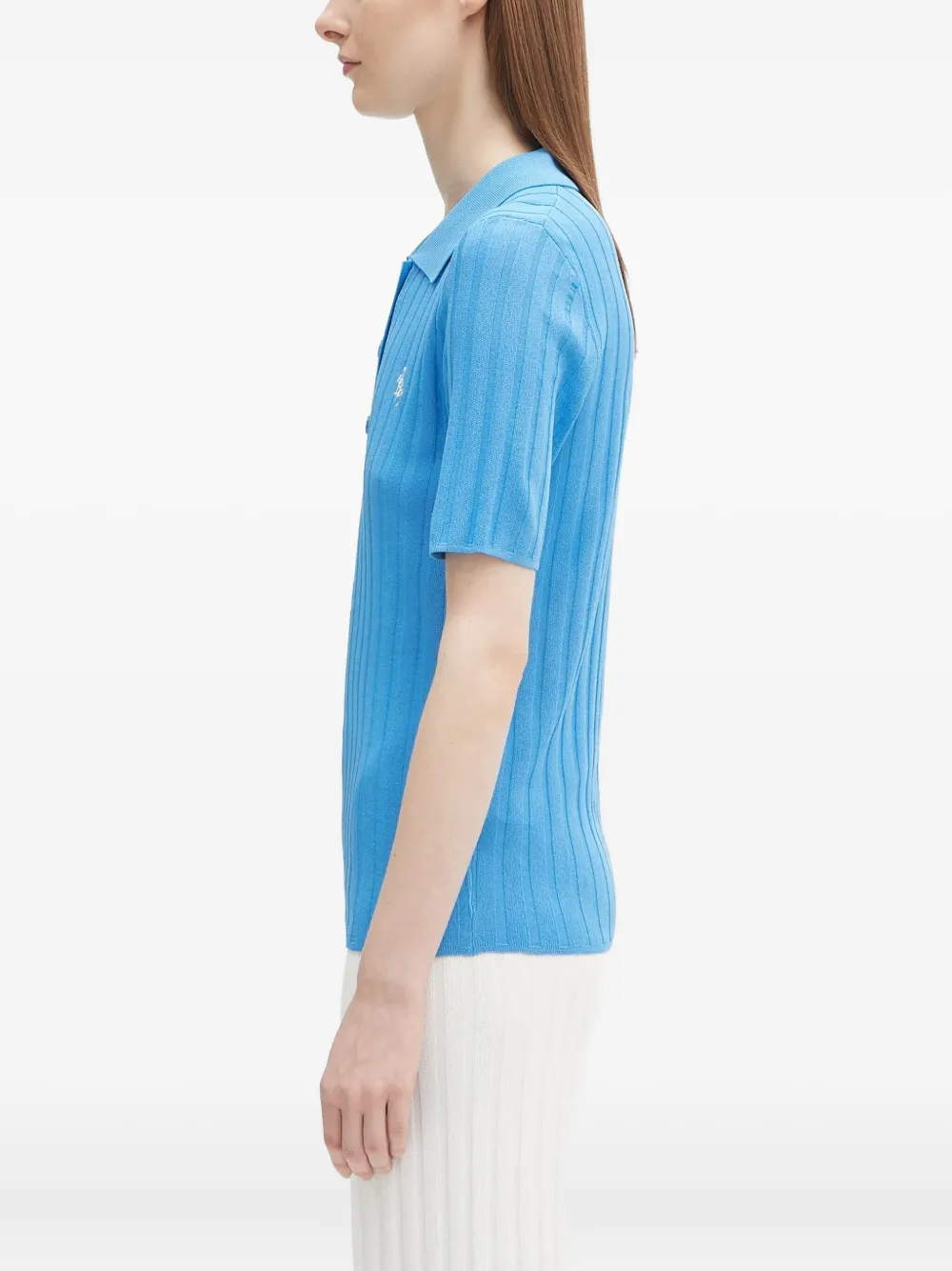 Sporty & Rich ribbed polo shirt Blauw