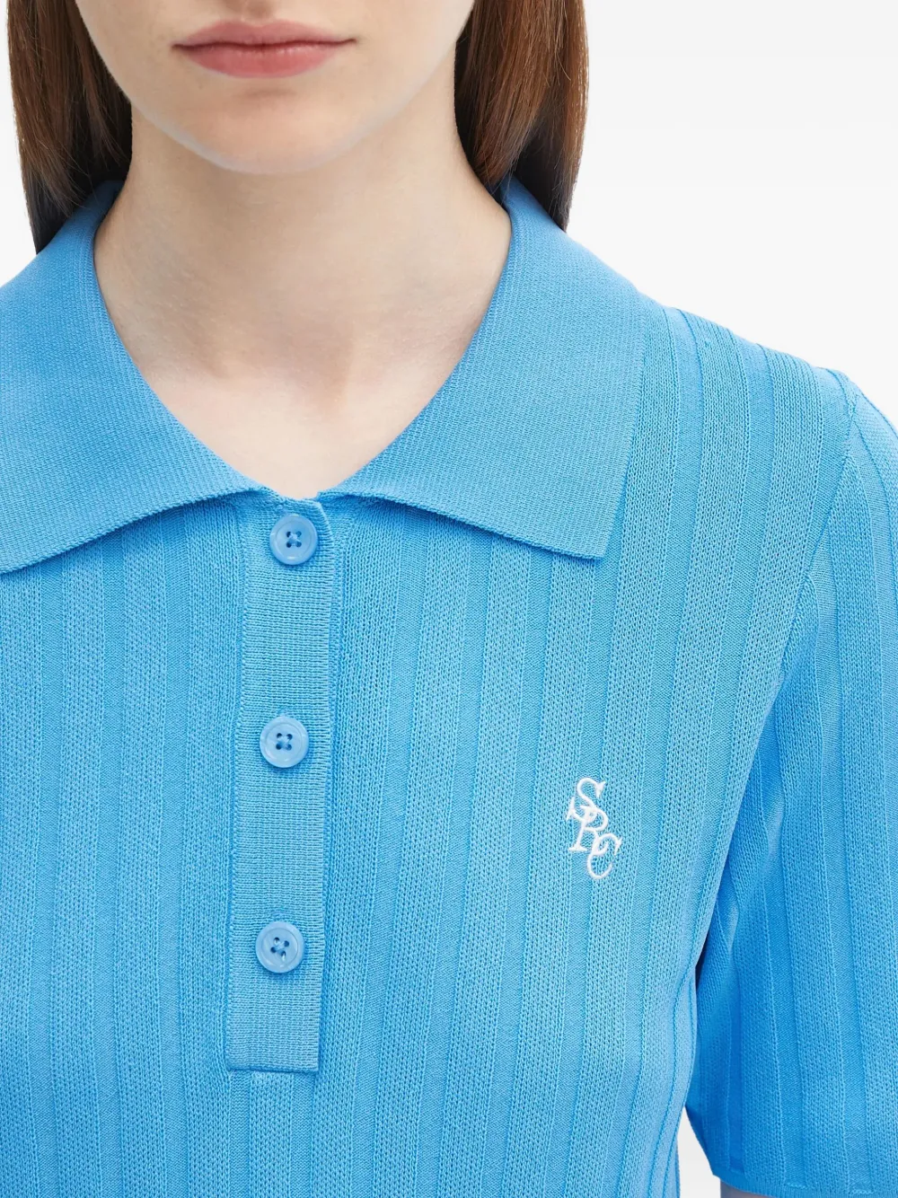 Sporty & Rich ribbed polo shirt Blauw