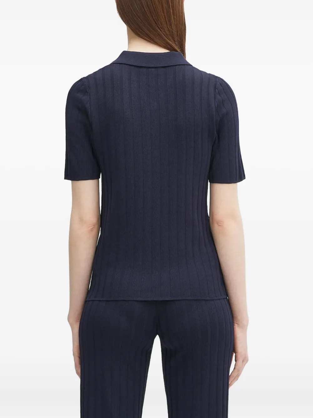 Sporty & Rich ribbed polo shirt Blauw