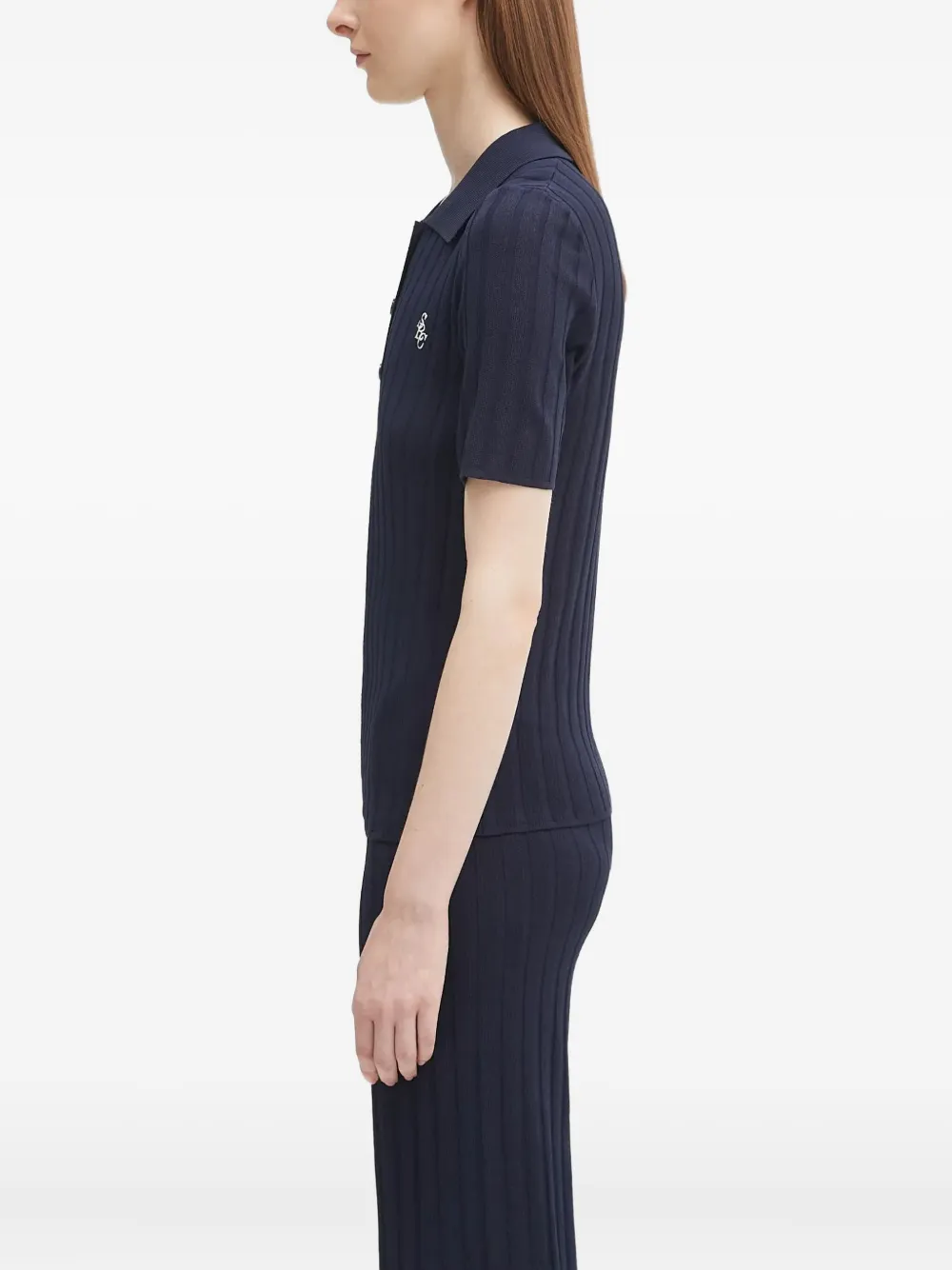 Sporty & Rich ribbed polo shirt Blauw