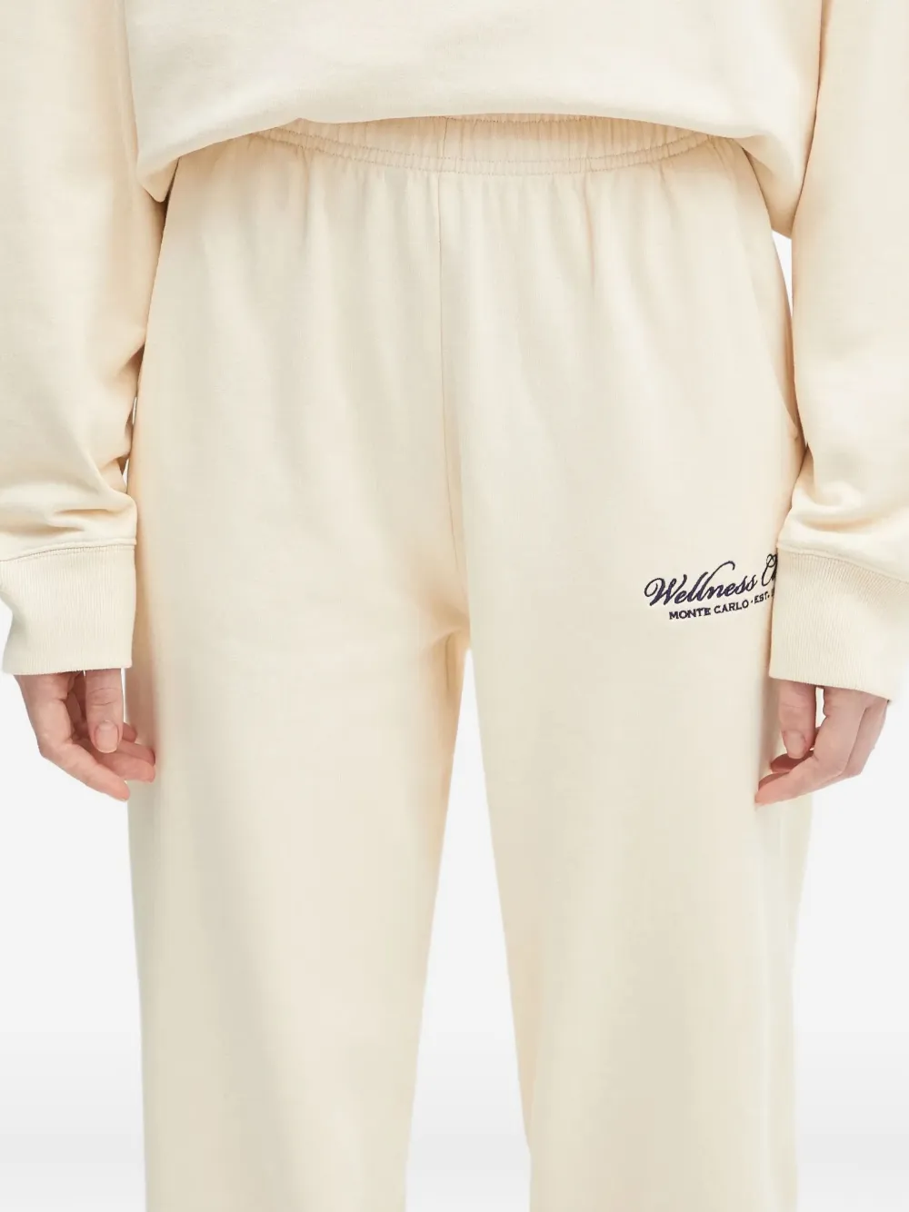Sporty & Rich embroidered cuffed trousers Beige