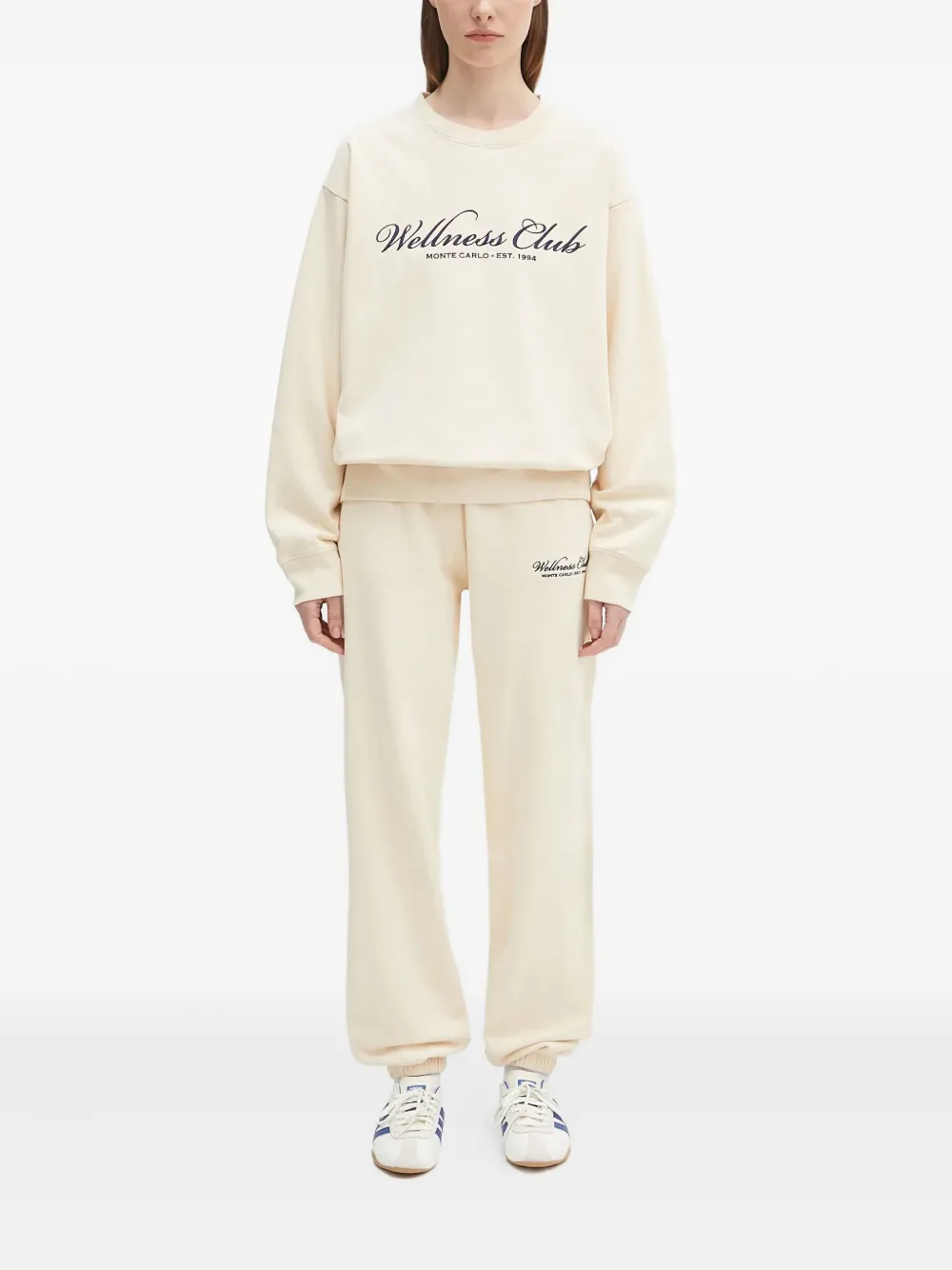 Sporty & Rich embroidered cuffed trousers Beige