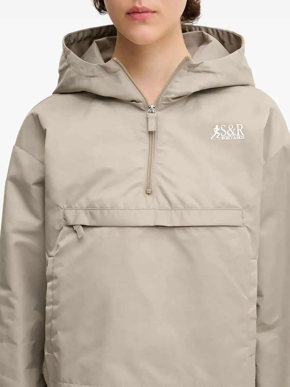 Sporty And Rich Hooded Pouch-pocket Jacket In Gray