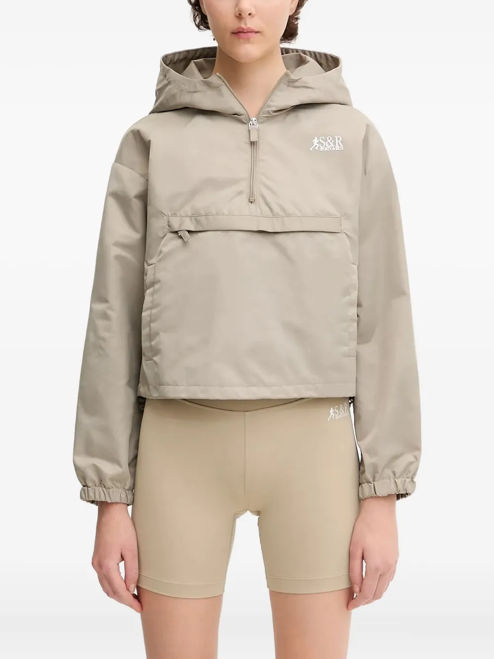Sporty And Rich Hooded Pouch-pocket Jacket In Gray