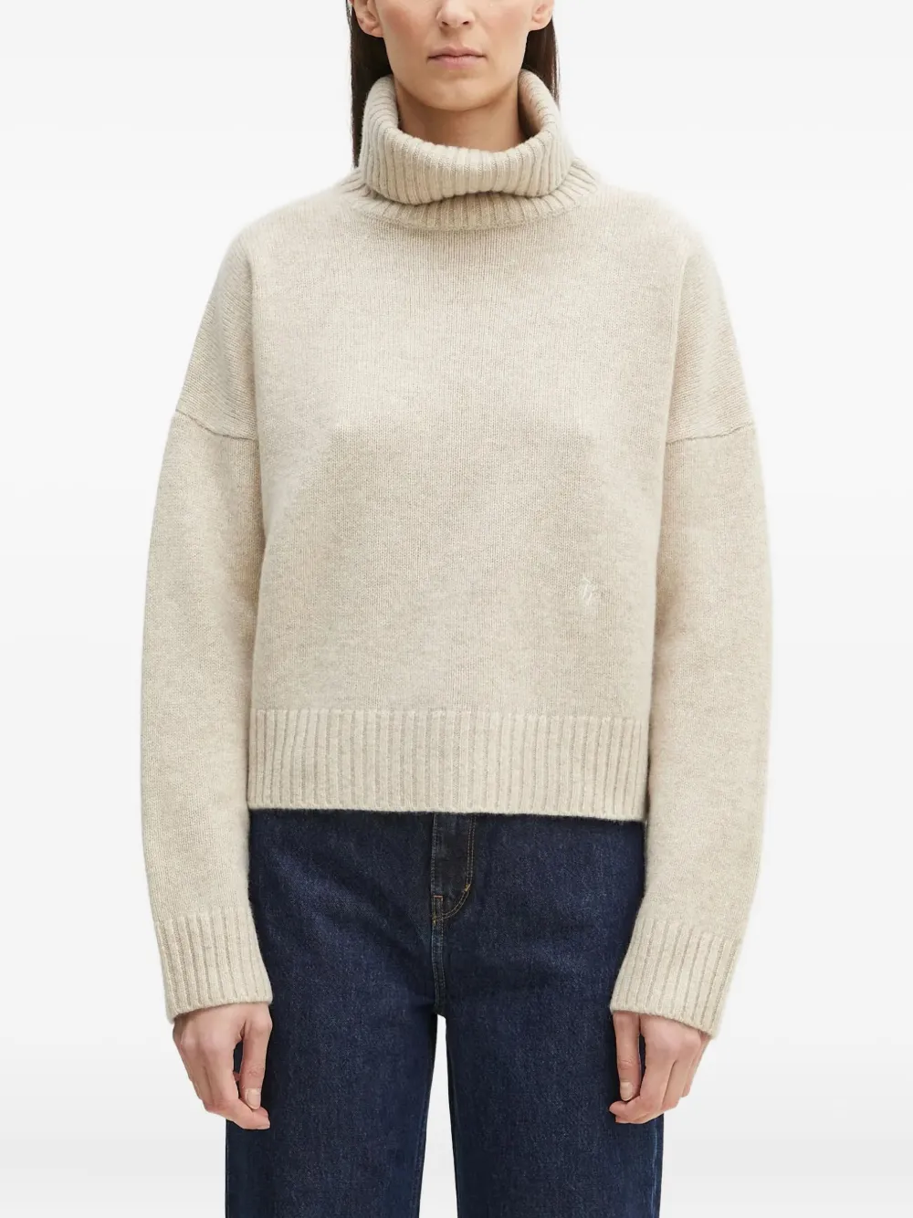 Sporty And Rich Roll-neck Sweater In Neutral