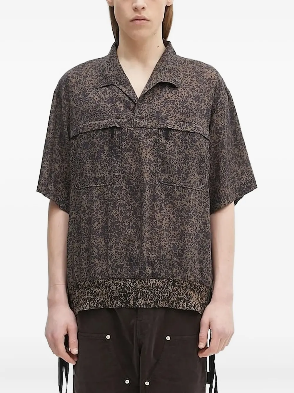 Undercover pocket speckled cotton shirt Bruin