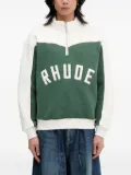 RHUDE embroidered colour-block half-zip sweatshirt - Green