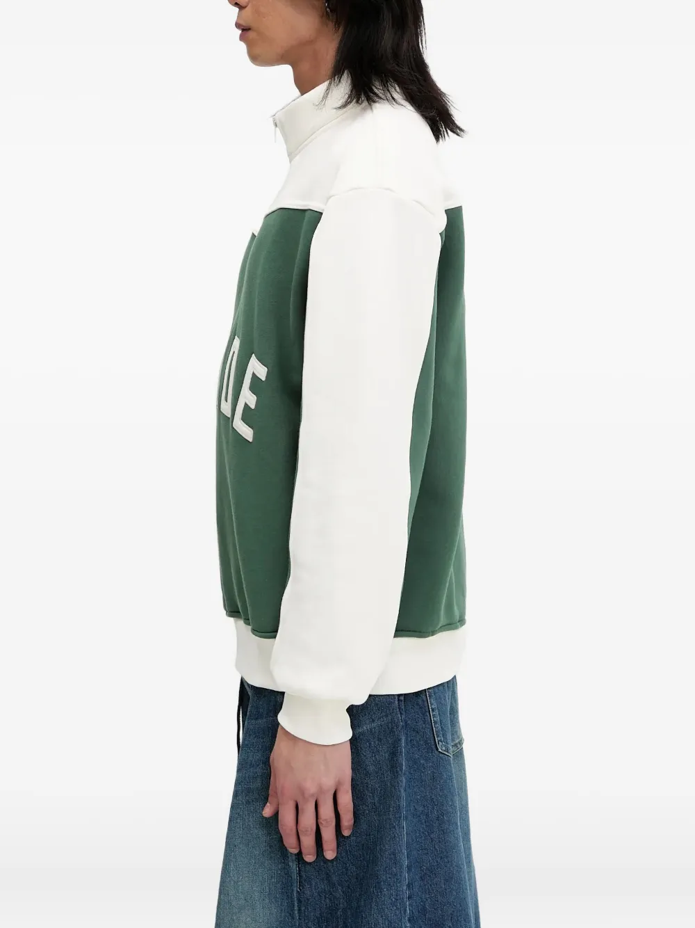 RHUDE Sweater met colourblocking en halve rits Groen
