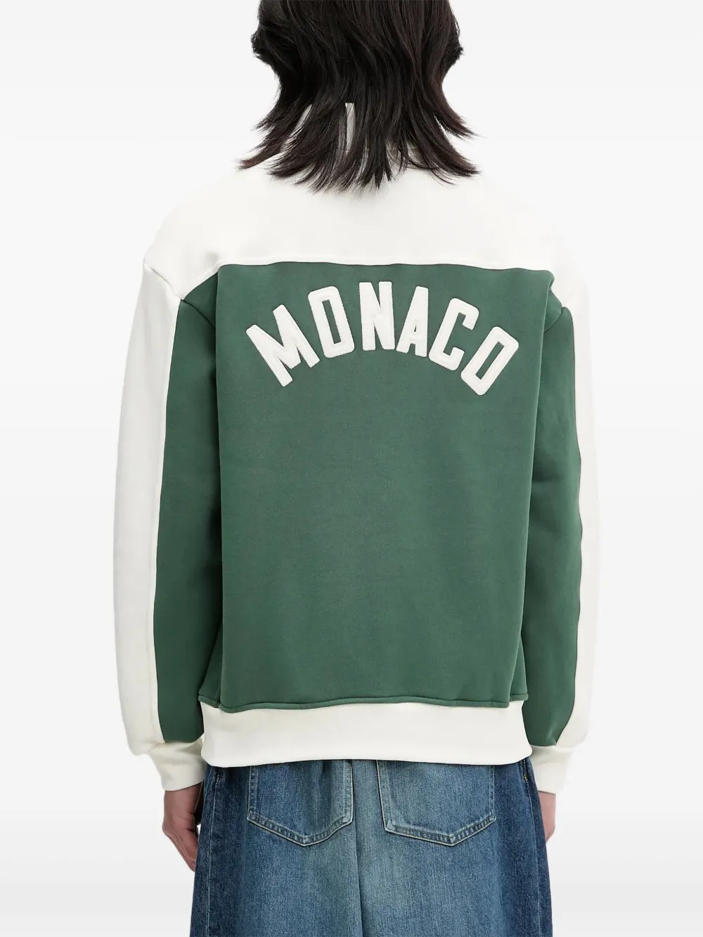 RHUDE Sweater met colourblocking en halve rits Groen