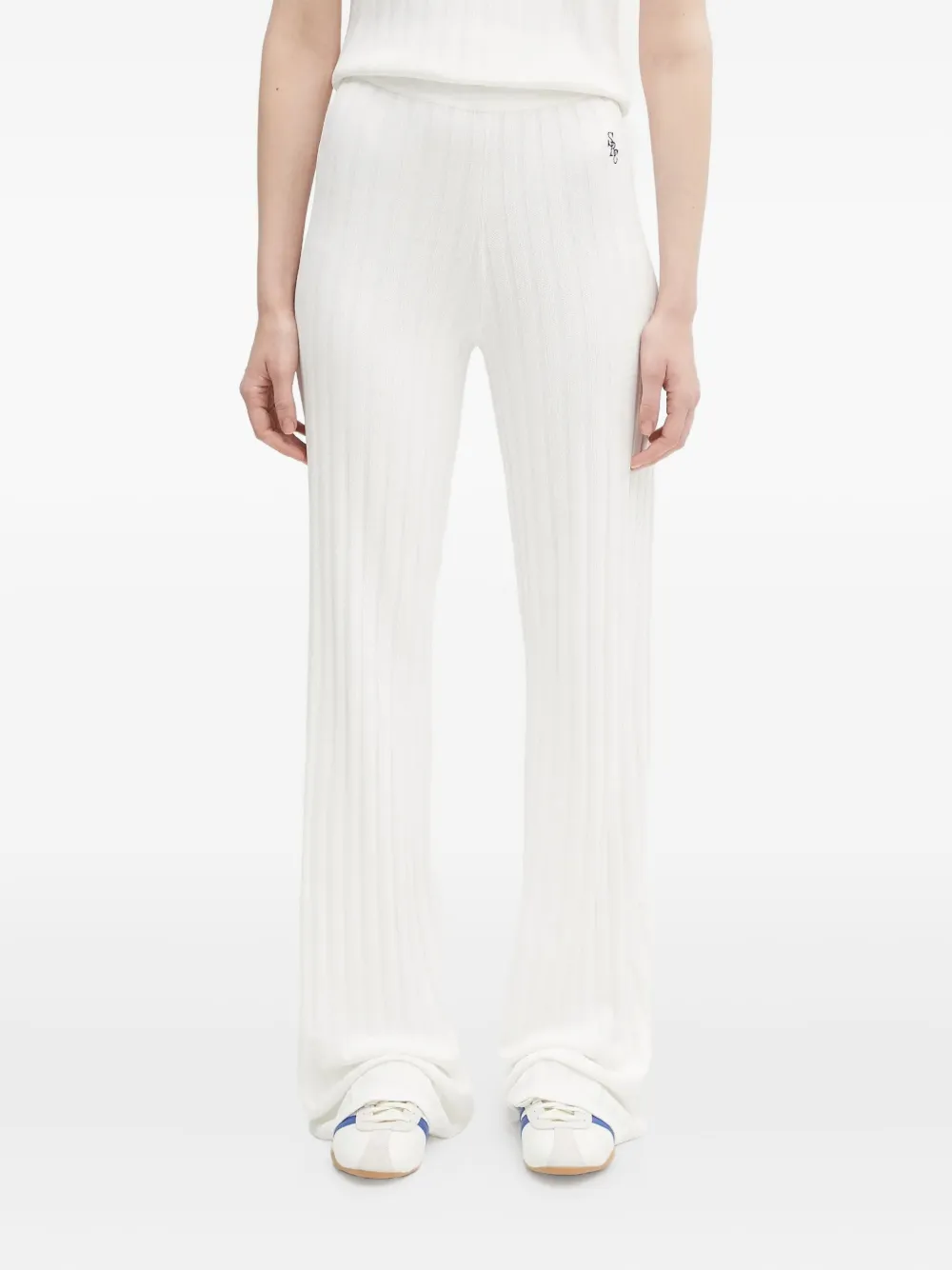 Sporty & Rich Ribgebreide broek Wit