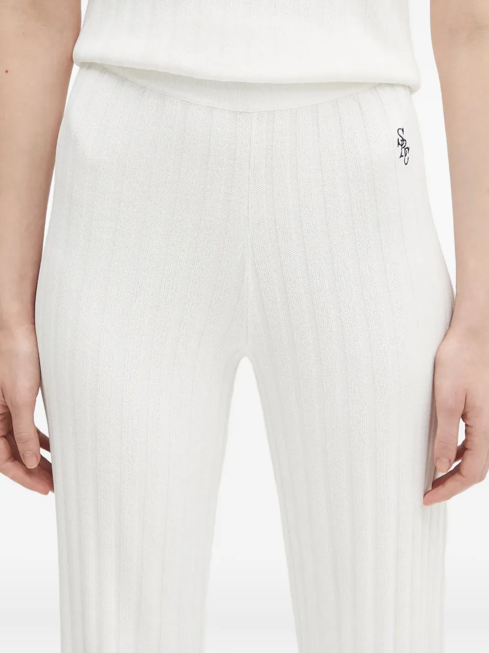 Sporty & Rich Ribgebreide broek Wit