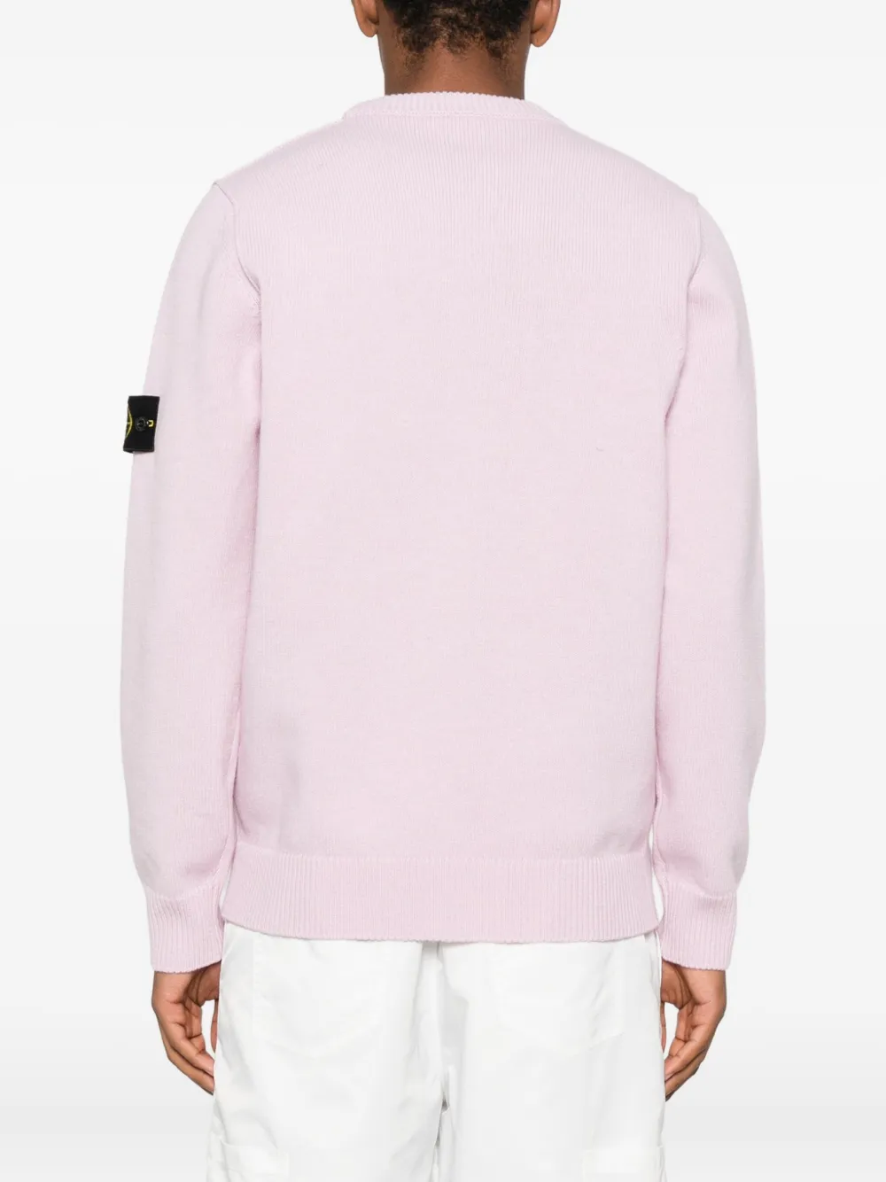 Stone Island logo-patch crew-neck sweater Roze