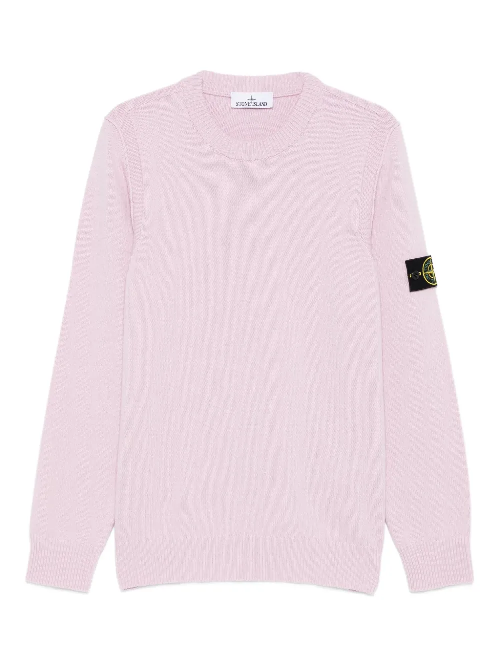 Stone Island logo-patch crew-neck sweater Roze