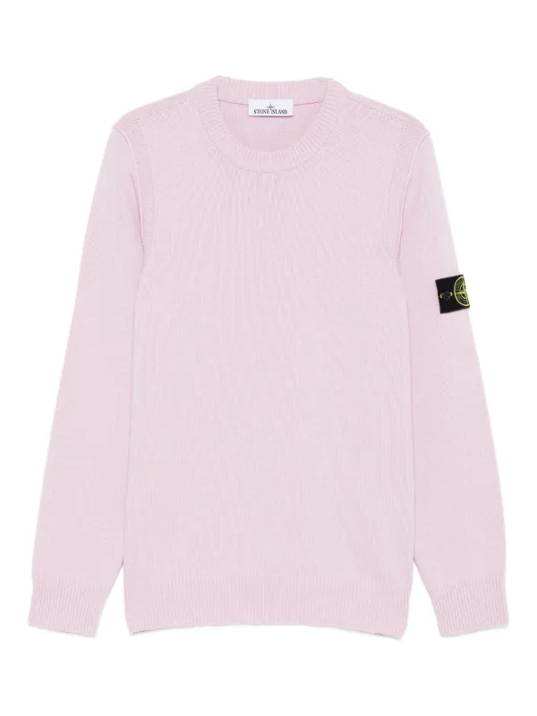 Stone Island logo-patch crew-neck Sweater Pink FARFETCH NZ