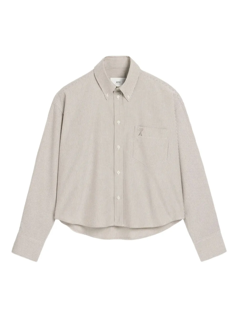 AMI Paris stripe logo-embroidered shirt - グリーン AMI Paris stripe logo-embroidered shirt - グリーン