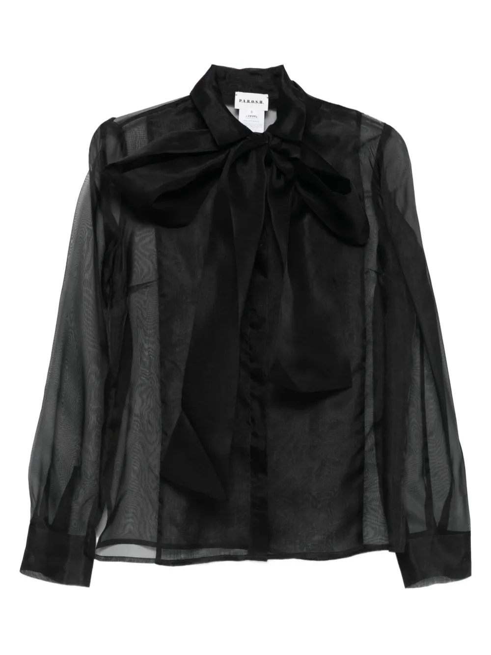 P.A.R.O.S.H. Doorzichtige blouse met strikdetail Zwart